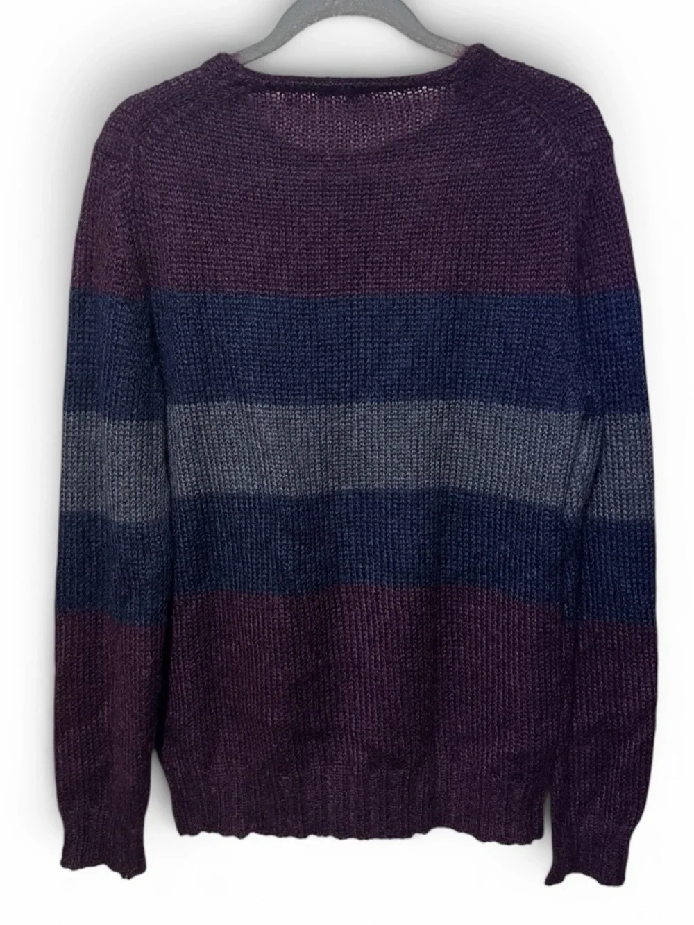 GUCCI Mohair and Silk Striped Sweater M 20” p2p Burgundy Combo $1,600 Retail